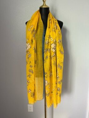 GAP Yellow Floral Lightweight Wrap Scarf